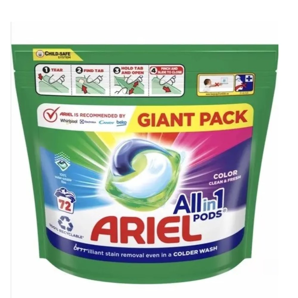 Капсулы для стирки Ариэль 72 шт (эконом упаковка) Ariel Pods 3 in 1