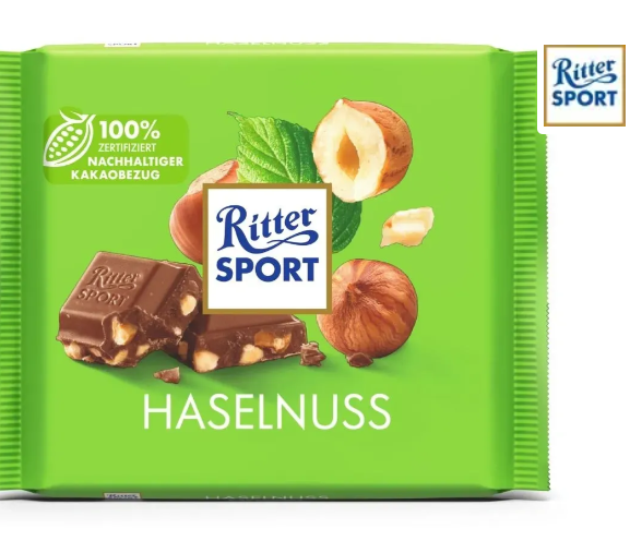 Шоколад Ritter Sport молочний із подрібненим лісовим горіхом 100 г
