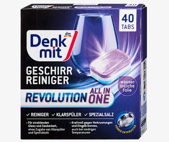 Таблетки для посудомийної машини Denkmit Revolution All in One, 40 шт Детальніше: https://denkmit.in.ua/ua/p1277069970-tabletki-dlya-posudomijnoyi.html