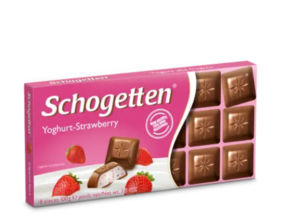 Шоколад Schogetten Yoghurt-Strawberry (Шогеттен клубника с йогуртом) Германия, 100 г